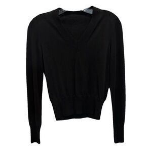 Alaia Black Virgin Wool V-Neck Sweater-Size Small
